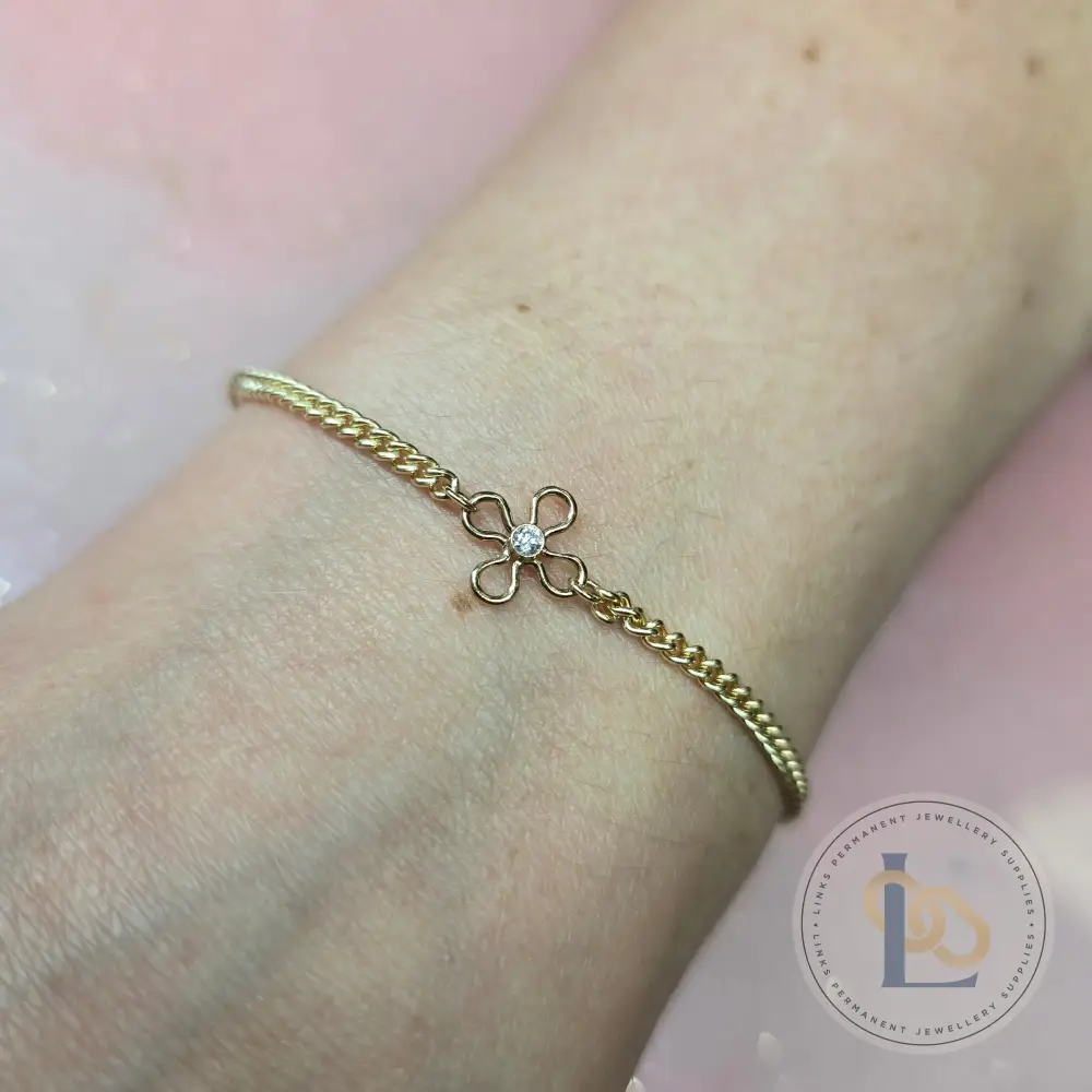 14k Gold Filled Crystal Flower Connector Charm - Image 3