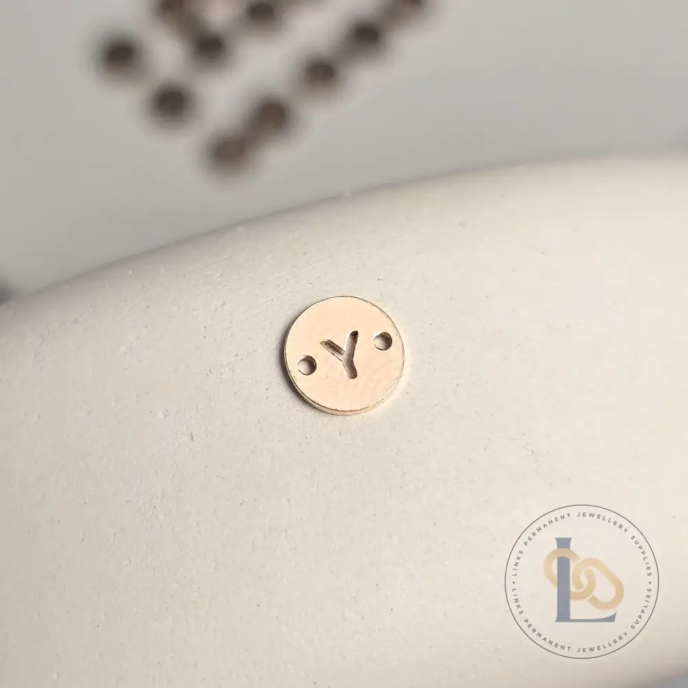 14k Gold Filled Round Initial Connector Charm - Image 29