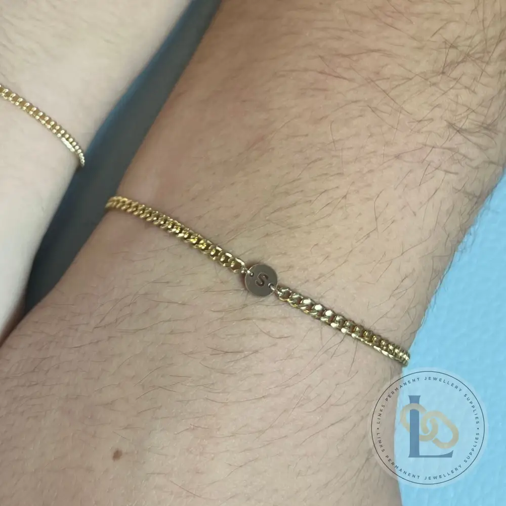 14k Gold Filled Round Initial Connector Charm - Image 4