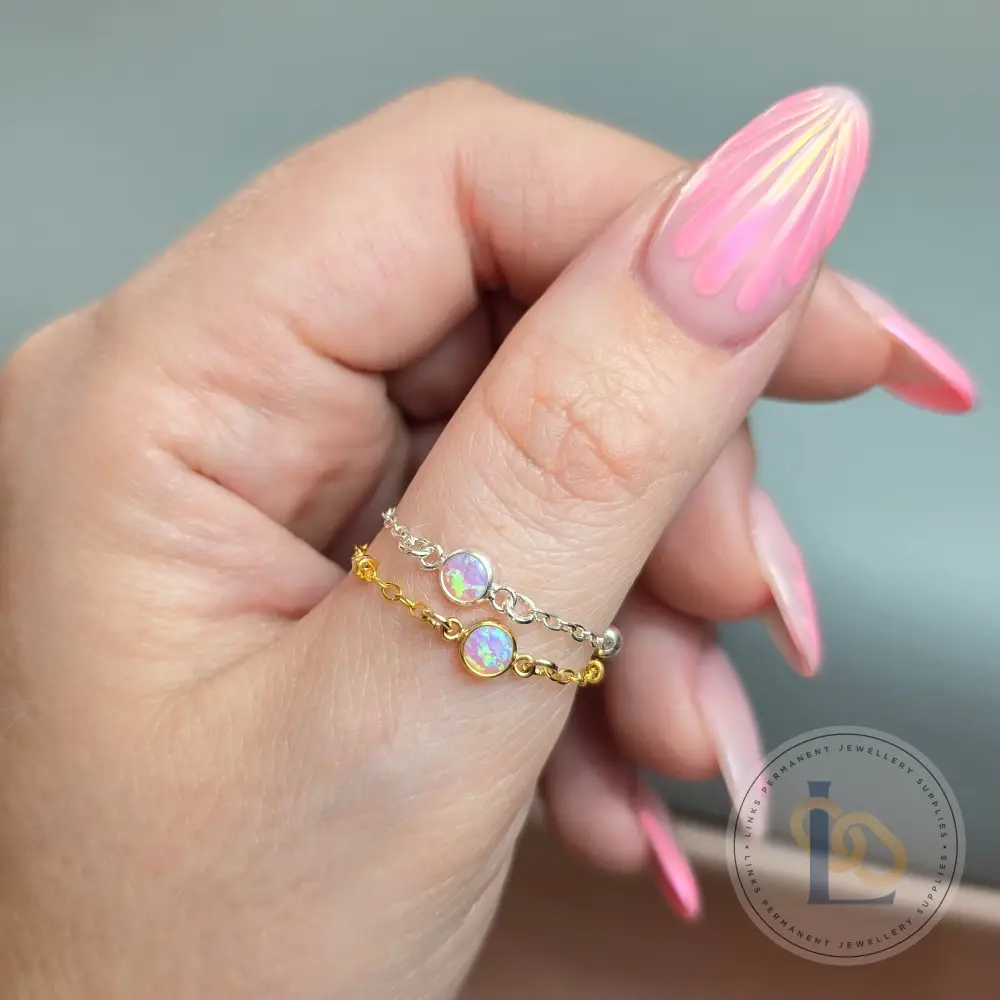 4mm Pink Opal Connector Charm - Image 3