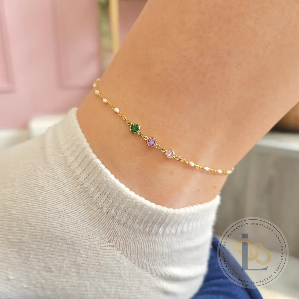 3mm & 4mm Round Birthstone Connector Charm - Image 32