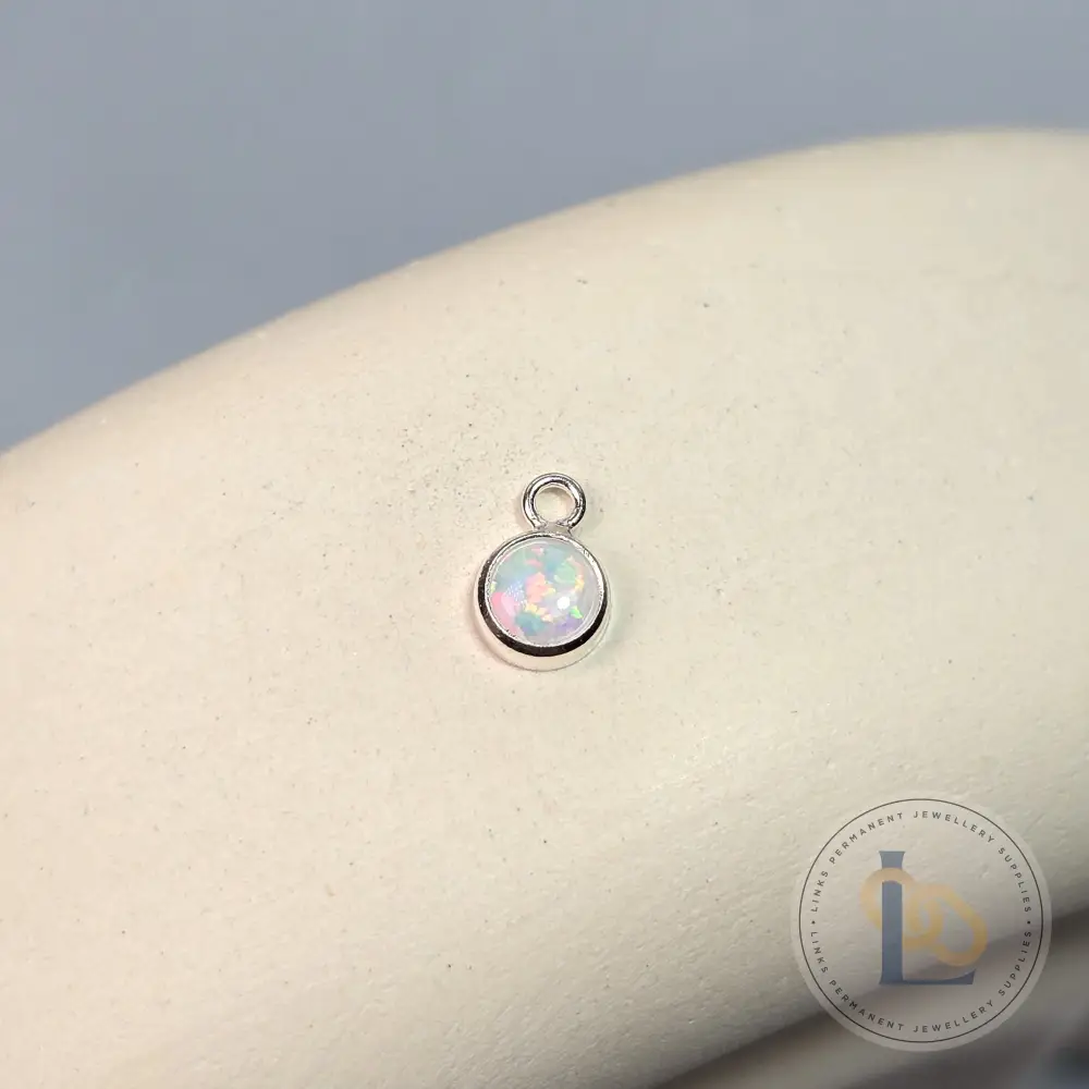 4mm White Opal Pendant Charm - Image 4