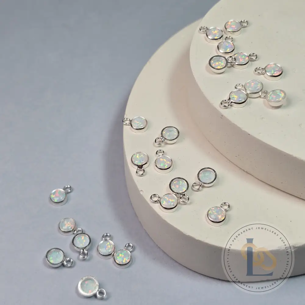 4mm White Opal Pendant Charm - Image 5