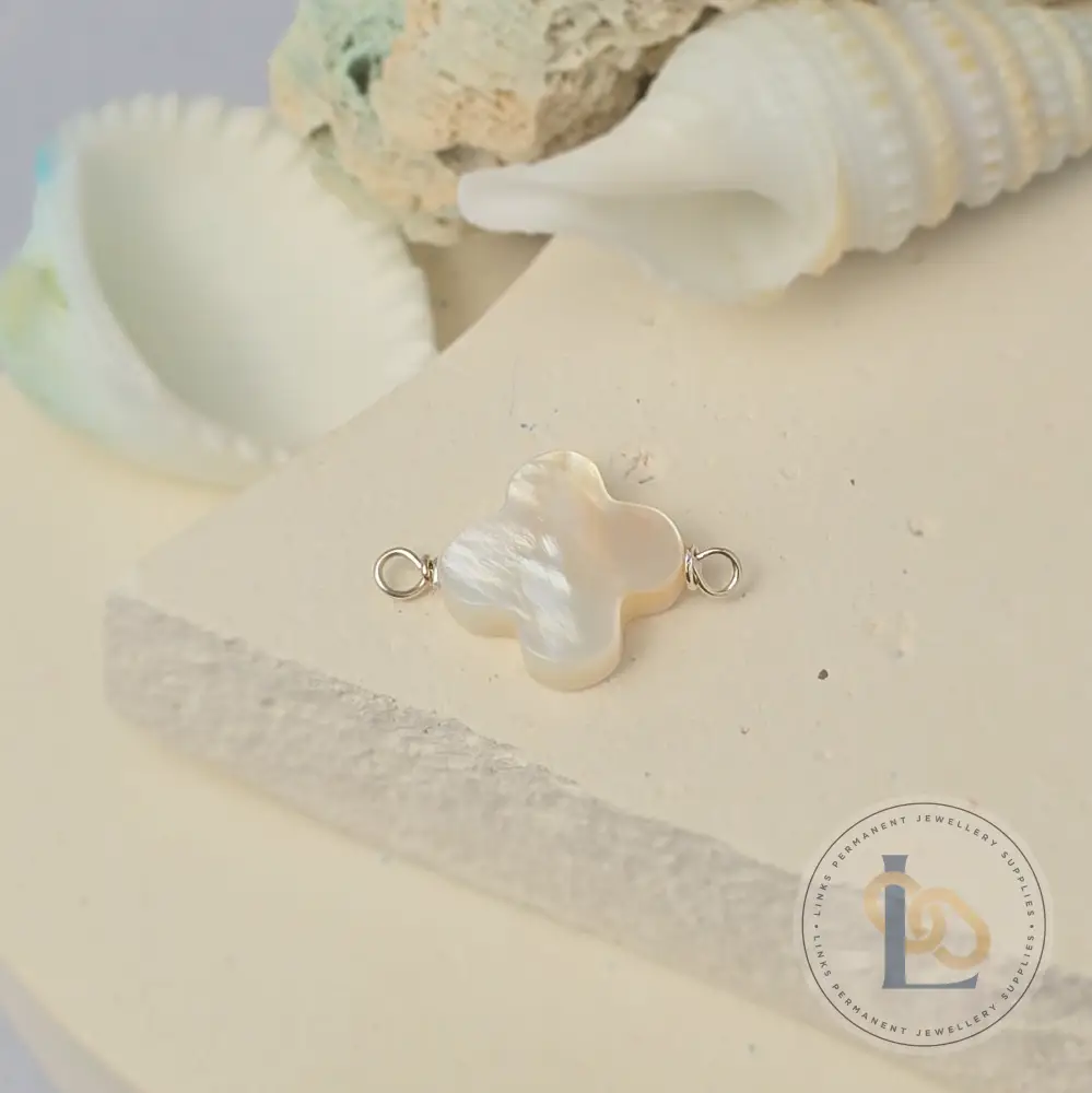 Mother of Pearl Clover Connector Charm - Image 3