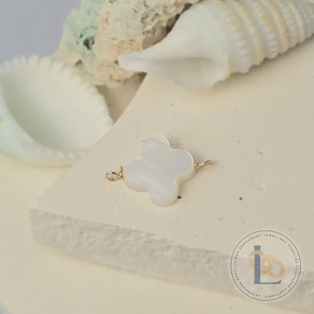 Mother of Pearl Clover Connector Charm - Image 4