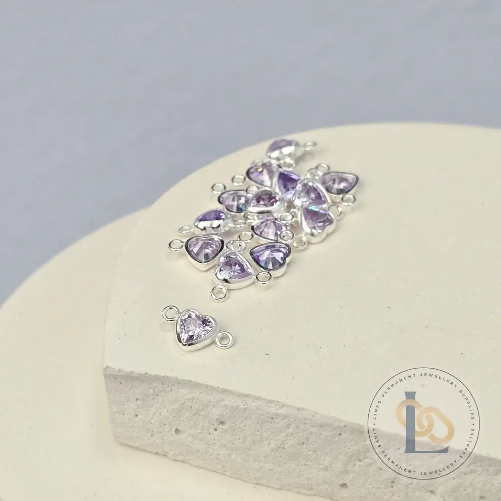 4mm Heart Birthstone Connector Charm - Image 12
