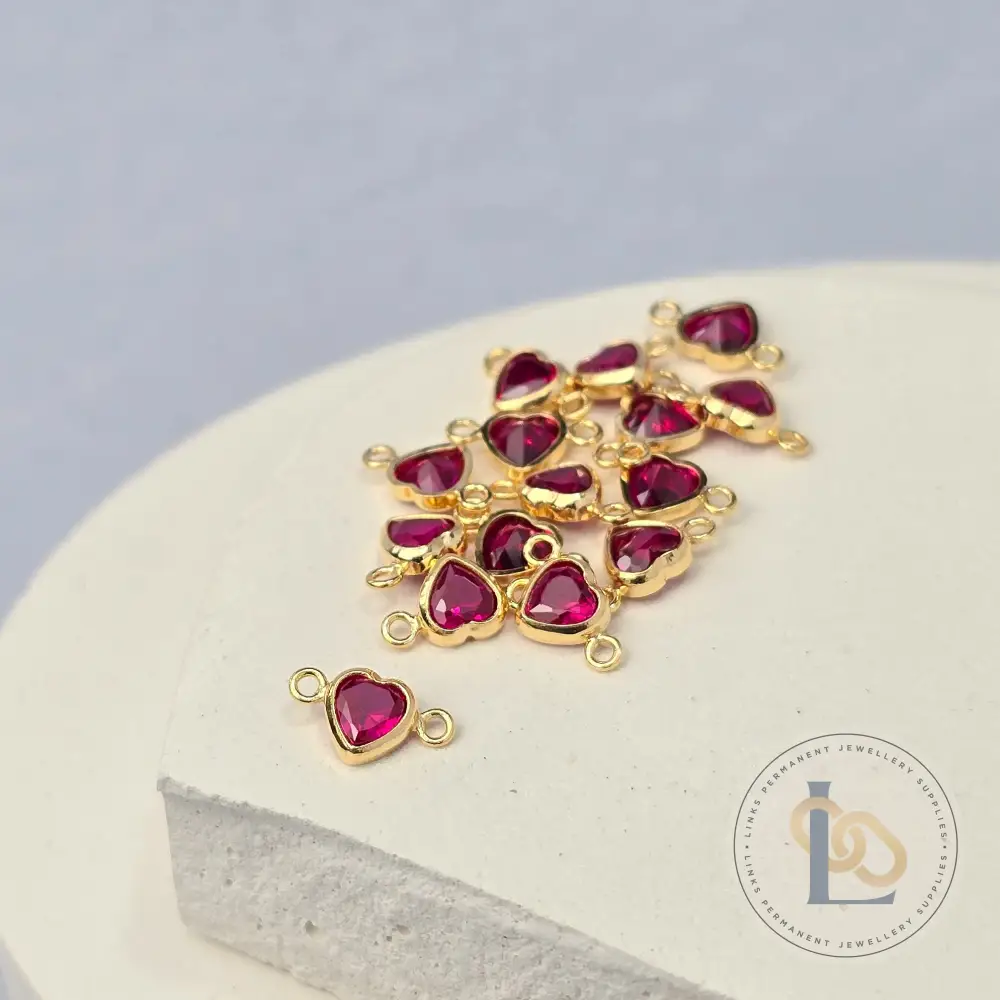 4mm Heart Birthstone Connector Charm - Image 24