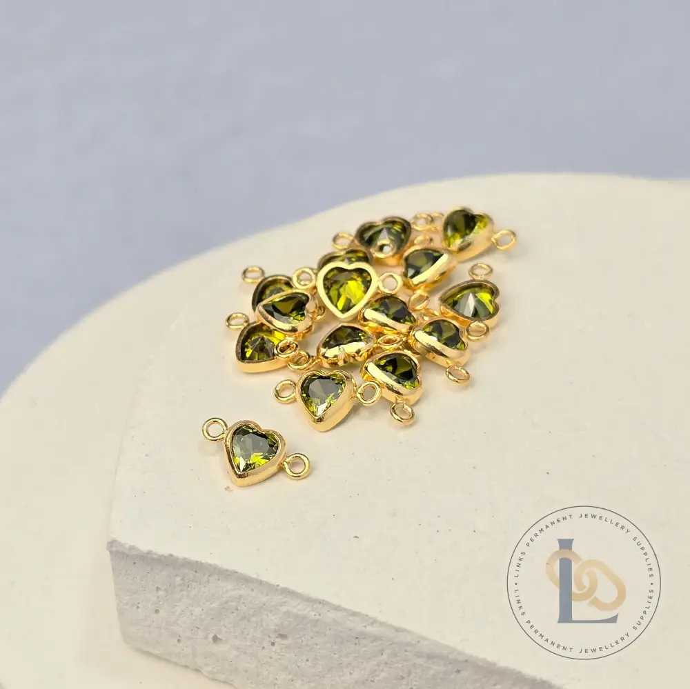 4mm Heart Birthstone Connector Charm - Image 25