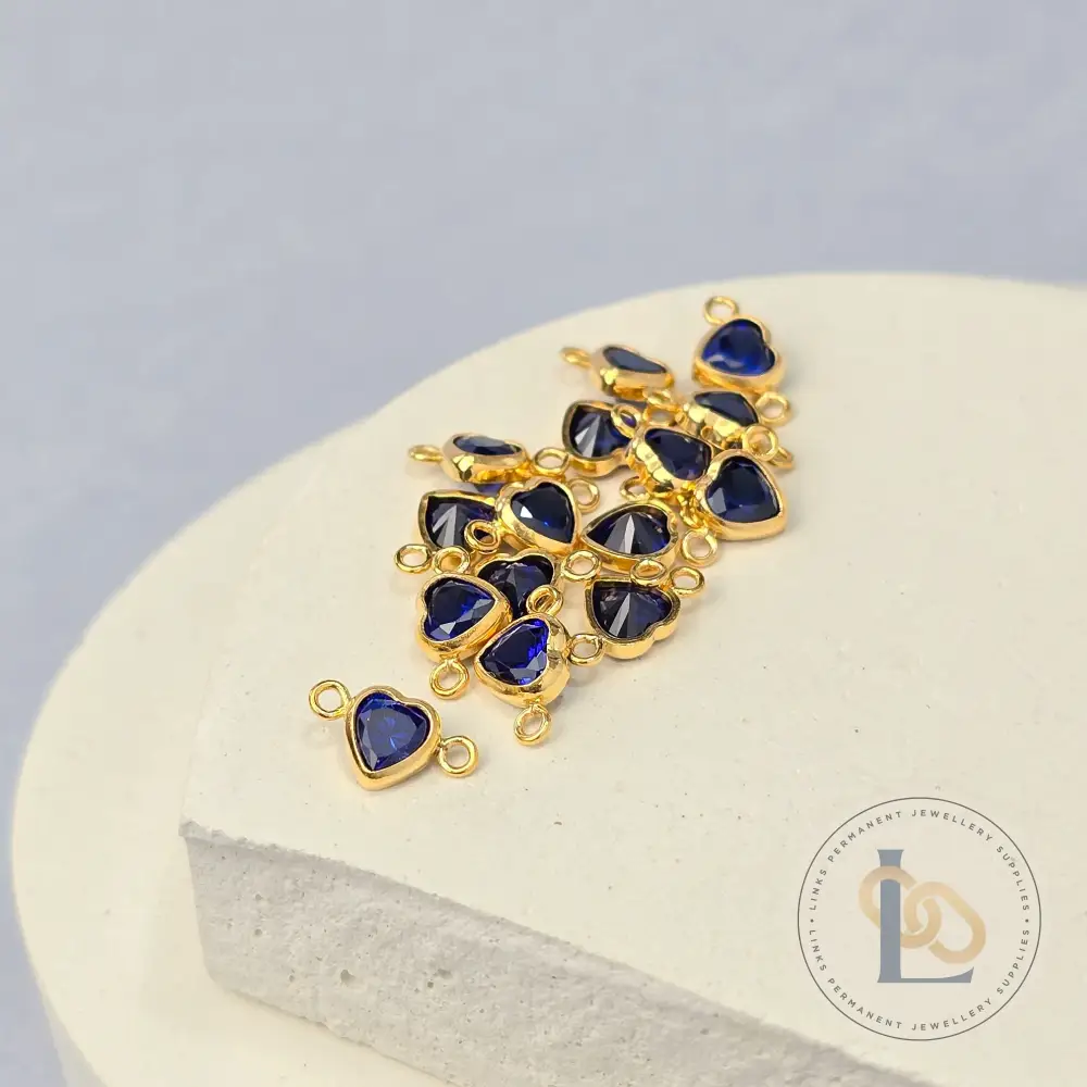 4mm Heart Birthstone Connector Charm - Image 26