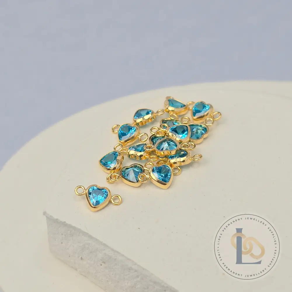4mm Heart Birthstone Connector Charm - Image 29