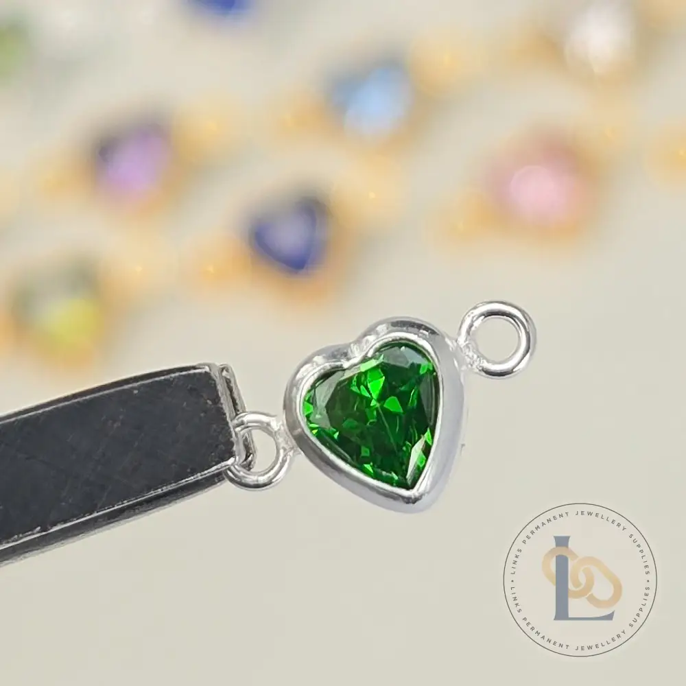 4mm Heart Birthstone Connector Charm - Image 3