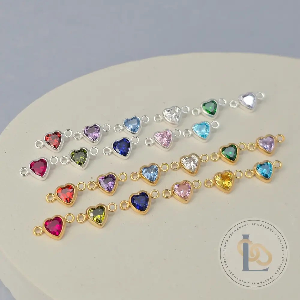 4mm Heart Birthstone Connector Charm - Image 30