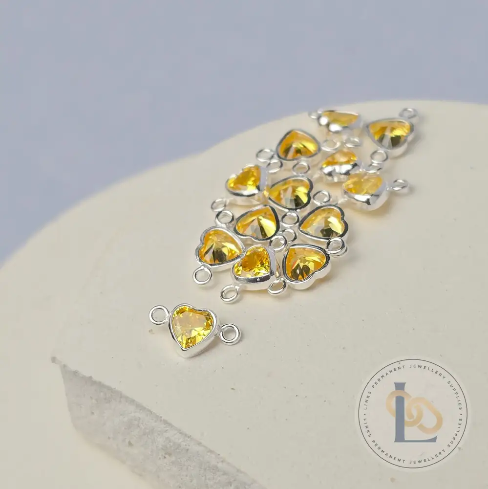 4mm Heart Birthstone Connector Charm - Image 31
