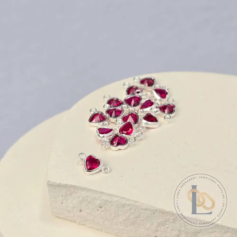 4mm Heart Birthstone Connector Charm - Image 7