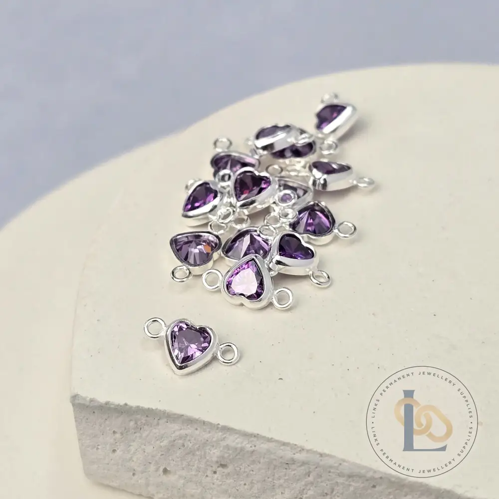 4mm Heart Birthstone Connector Charm - Image 8