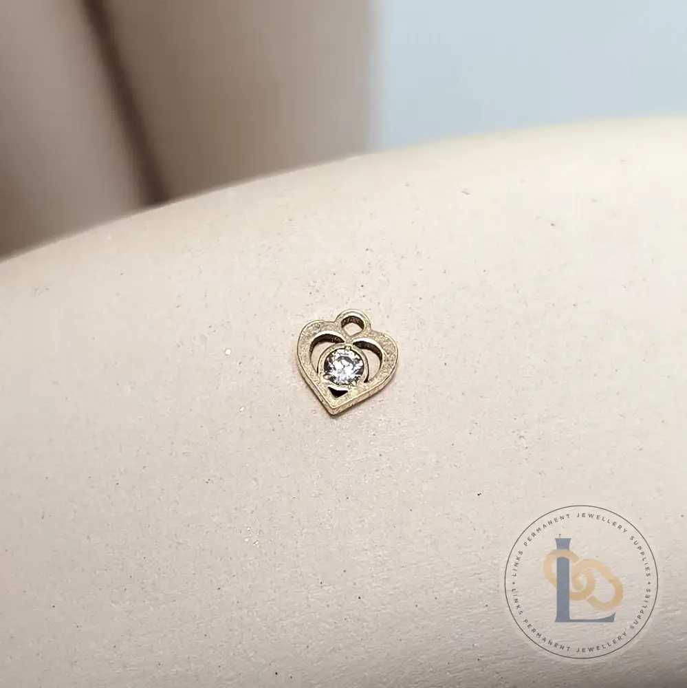 Mini Cubic Zirconia Heart Charm - Image 3