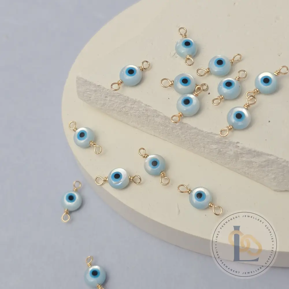 Mother of Pearl Evil Eye Connector Charm - Image 3