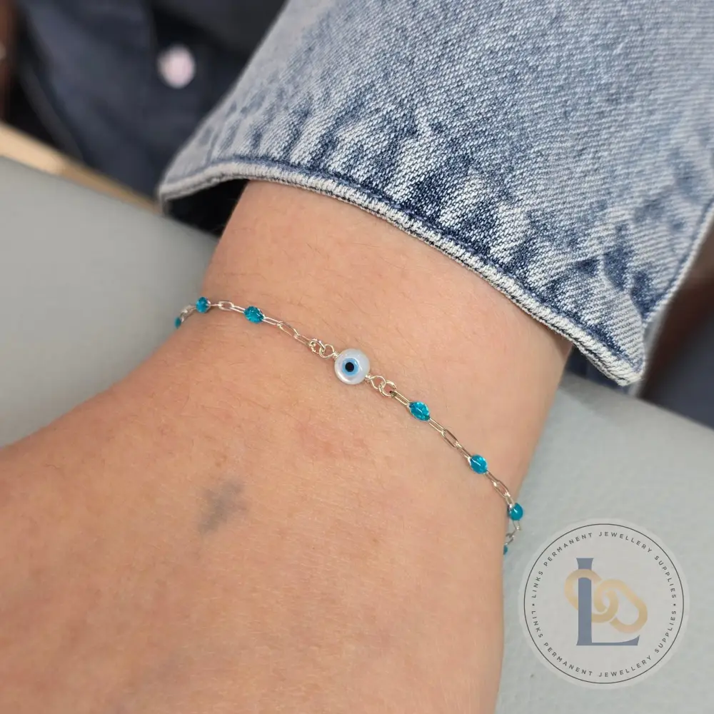 Mother of Pearl Evil Eye Connector Charm - Image 5