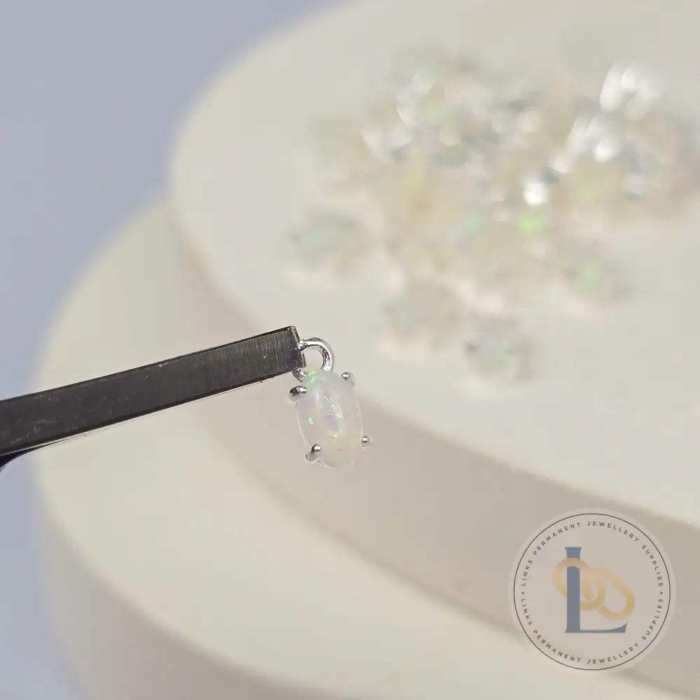 Oval White Opal Pendant Charm - Image 5