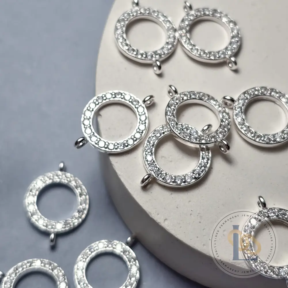 Sterling Silver Crystal Circle Connector - Image 3