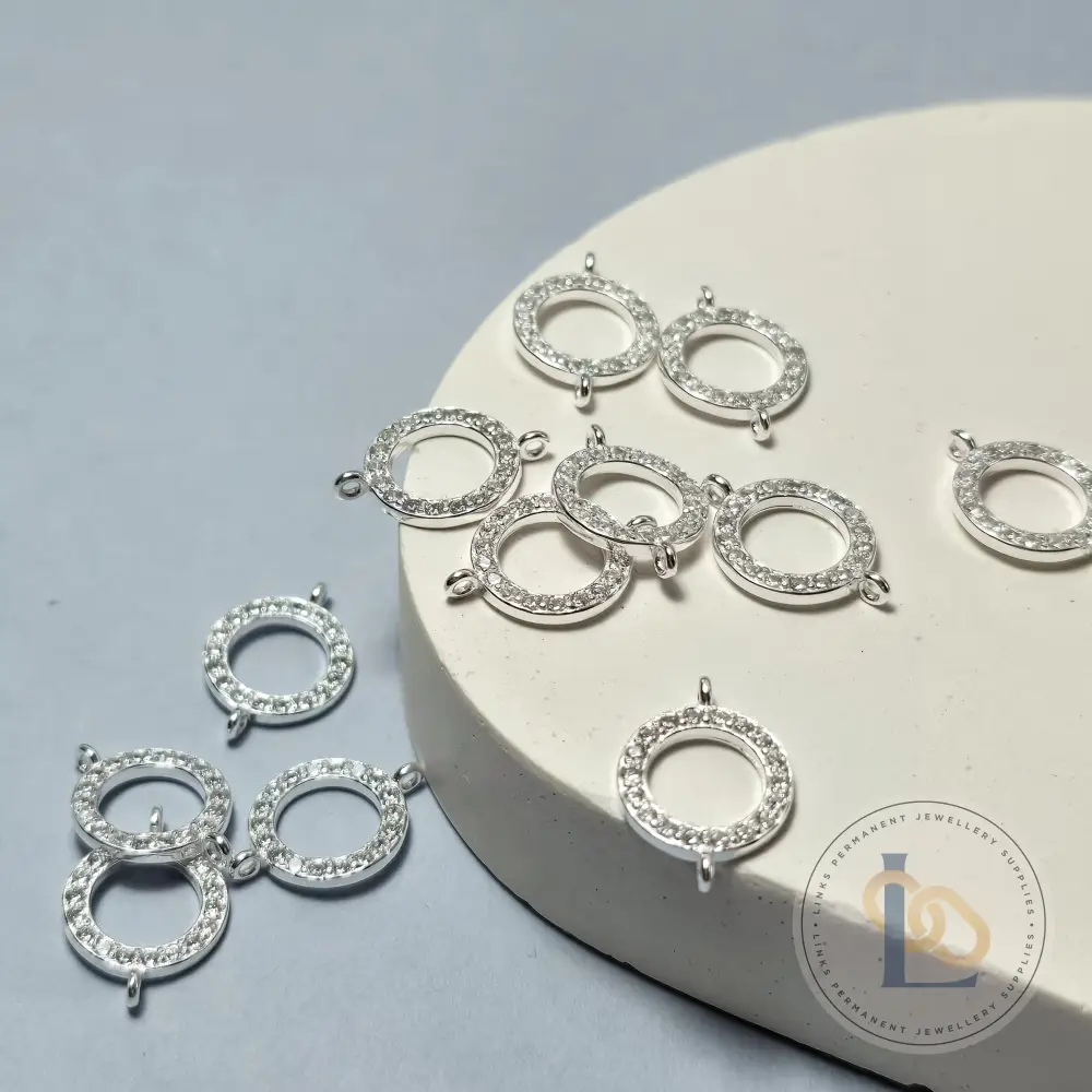 Sterling Silver Crystal Circle Connector - Image 4