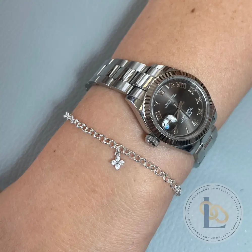 Sterling Silver Crystal Flower Blossom Pendant Charm - Image 3