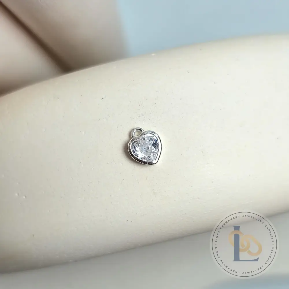 Sterling Silver Crystal Heart Pendant Charm - Image 3