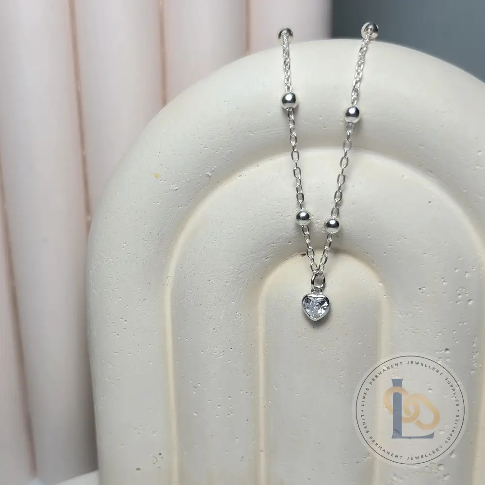 Sterling Silver Crystal Heart Pendant Charm - Image 4