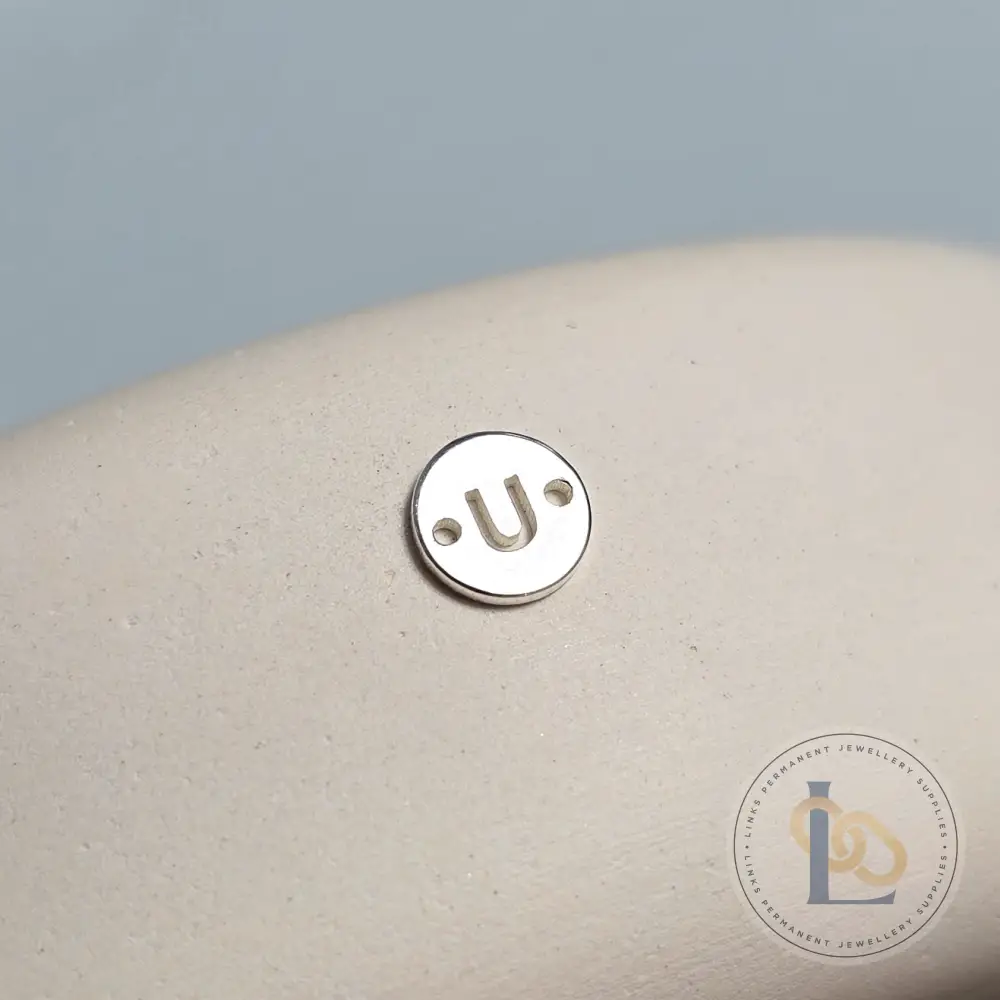 Sterling Silver Round Initial Connector Charm - Image 24