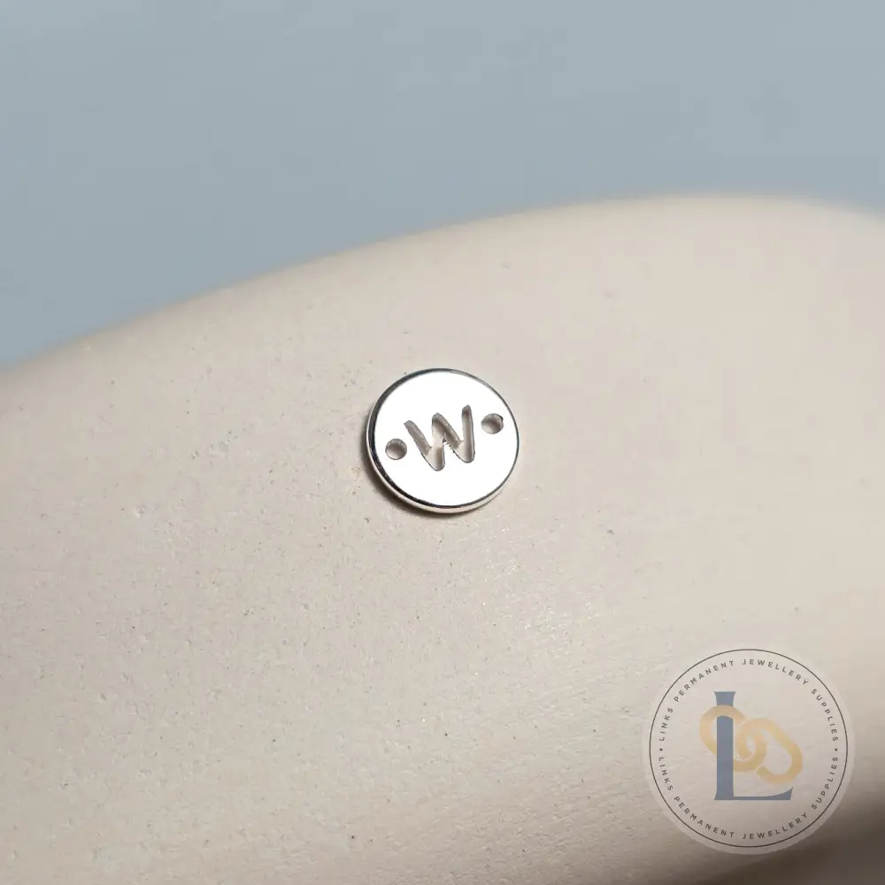 Sterling Silver Round Initial Connector Charm - Image 26