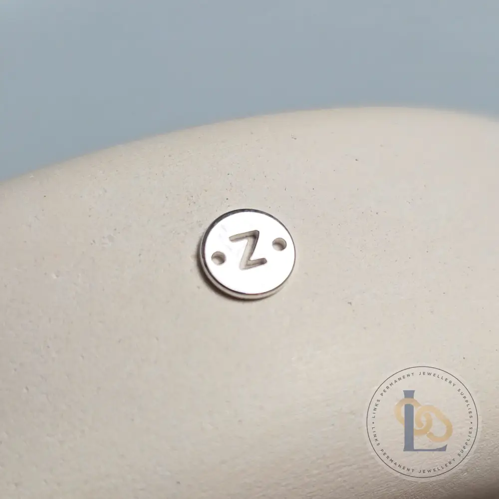 Sterling Silver Round Initial Connector Charm - Image 29
