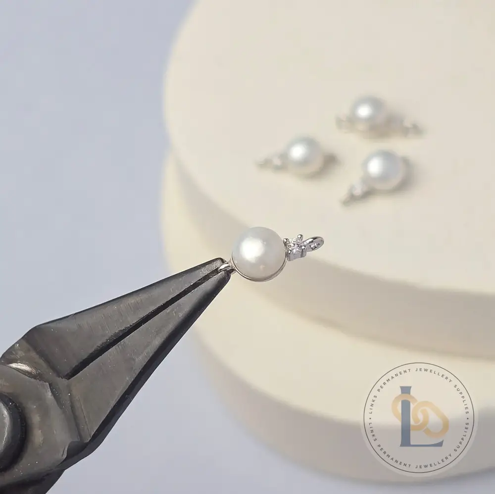 Sterling Silver CZ & Pearl Connector - Image 3